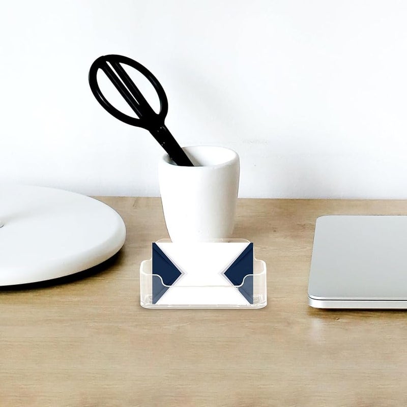 4pcs Clear Plastic Business Card Holder Display Stand Single Slot for Desk Office - Image 5